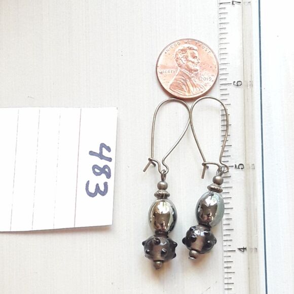 NEW Earrings Artisan fireglazed glass earrings luxe metallic  goth gla 483#fs-th - Picture 4 of 6